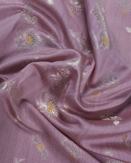 Orchid Mauve Pure Banarasi Saree with Traditional Paisley Weaves - katansi
