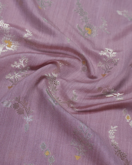 Orchid Mauve Pure Banarasi Saree with Traditional Paisley Weaves - katansi