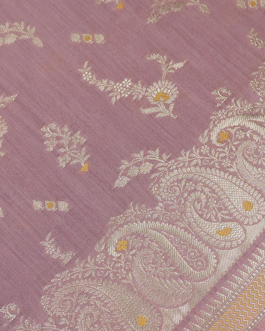 Orchid Mauve Pure Banarasi Saree with Traditional Paisley Weaves