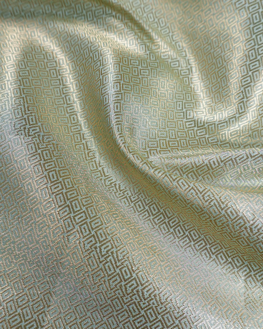 Aqua Green Pure Banarasi Saree with Butidar Weaves and Broad Border - katansi