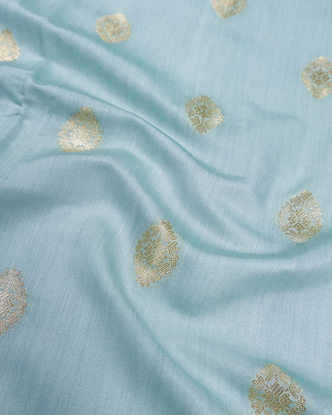 Aqua Green Pure Banarasi Saree with Butidar Weaves and Broad Border - katansi