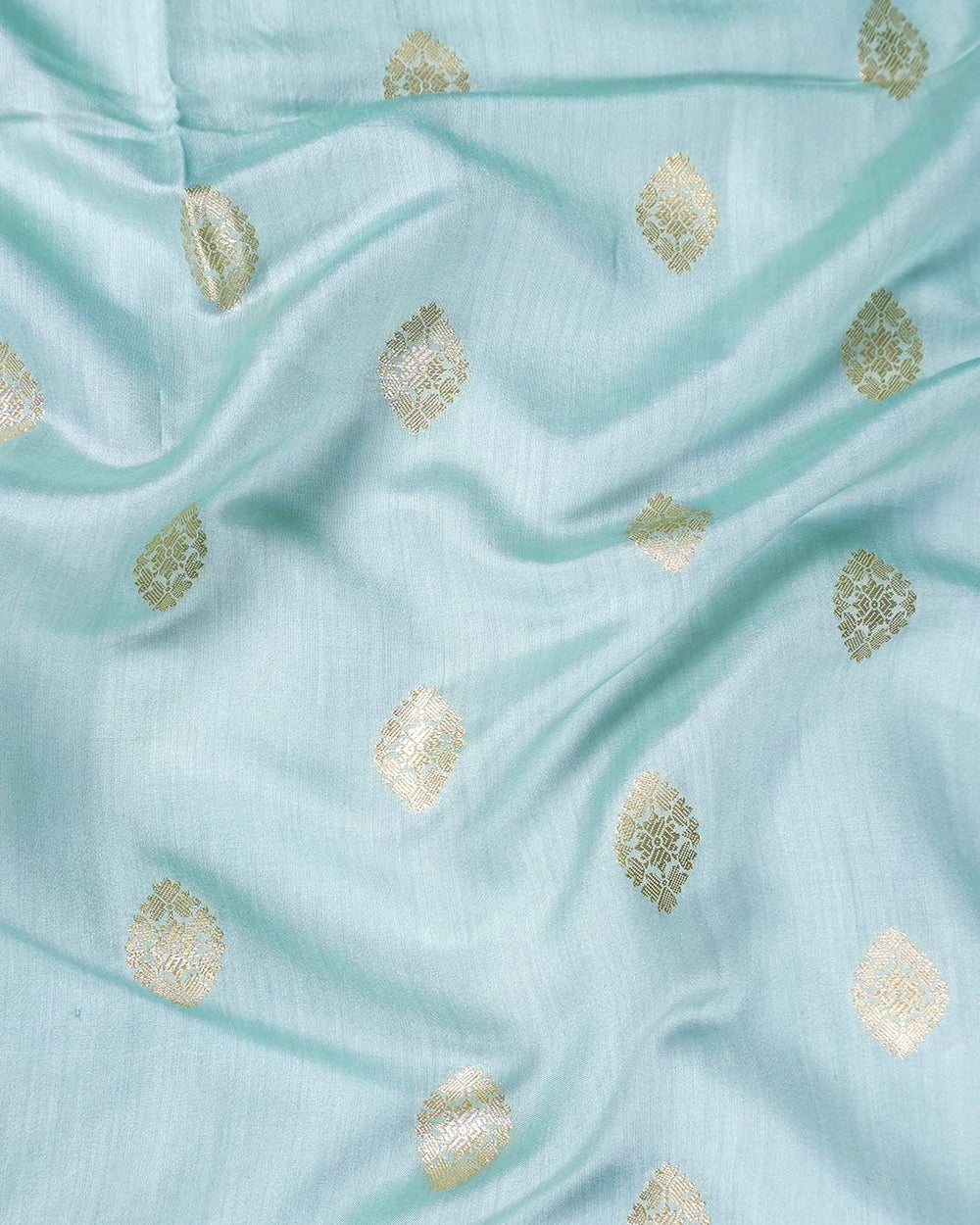 Aqua Green Pure Banarasi Saree with Butidar Weaves and Broad Border