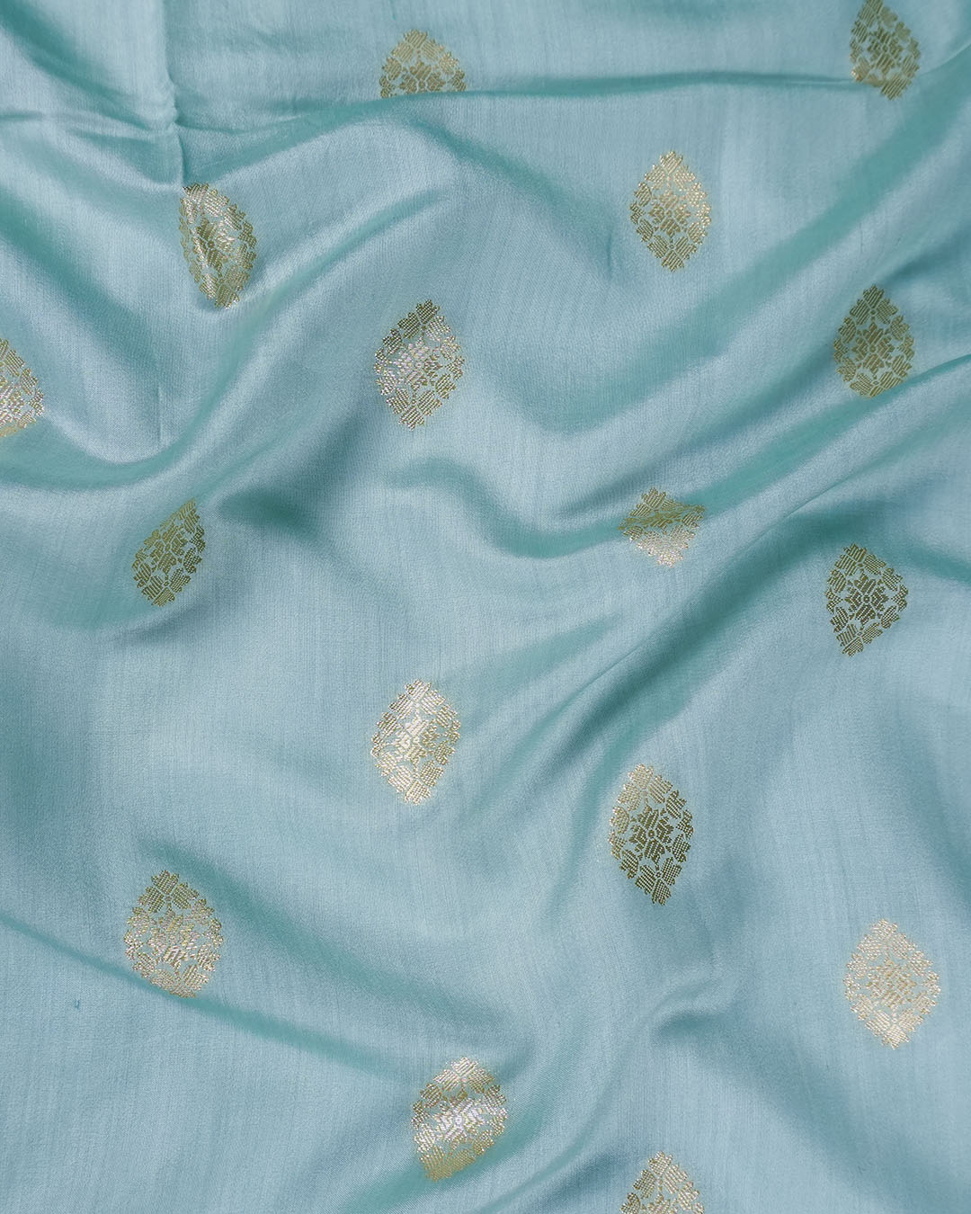 Aqua Green Pure Banarasi Saree with Butidar Weaves and Broad Border - katansi