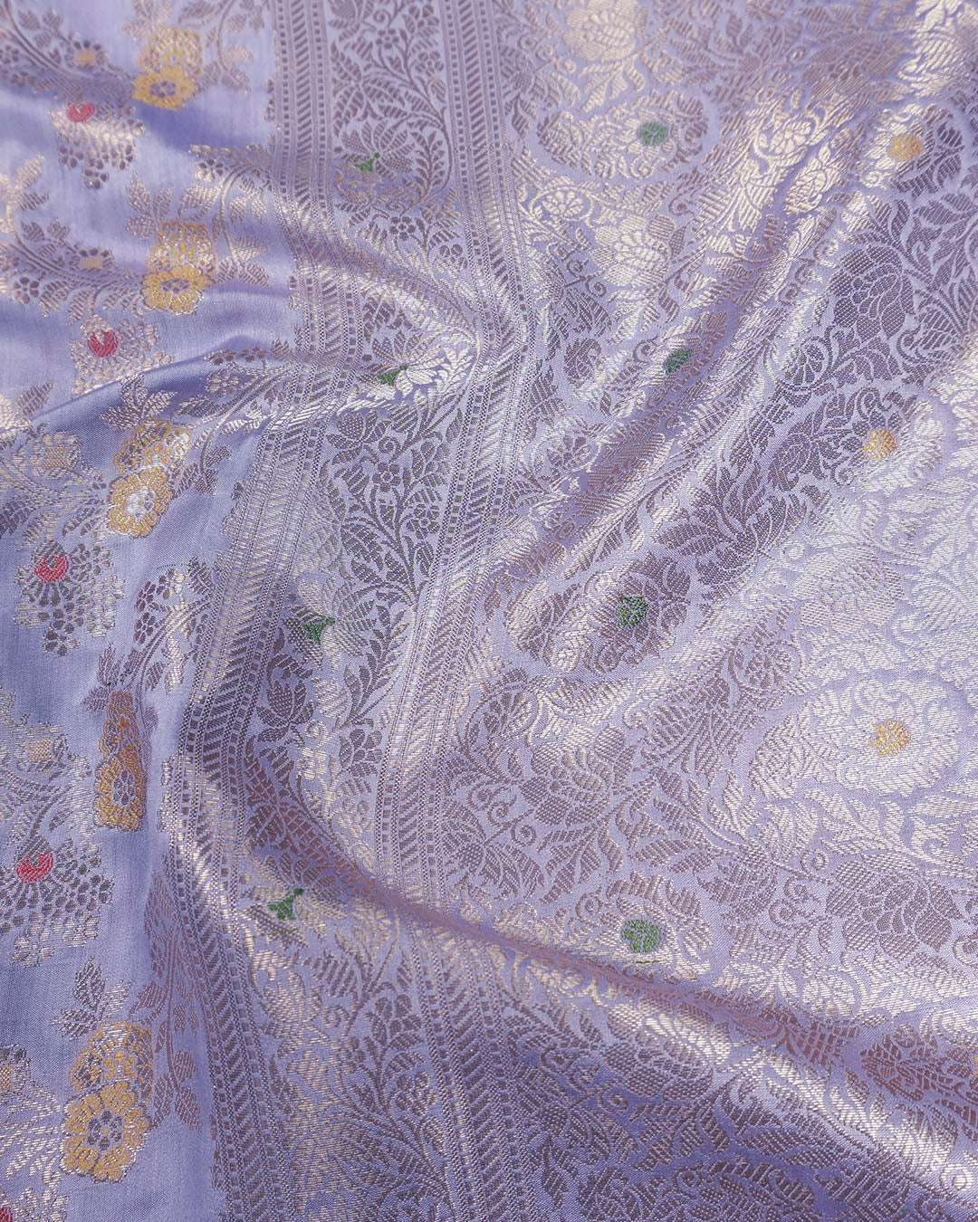 Pastel Lavender Pure Banarasi Saree with Meenakari Jaal Weave
