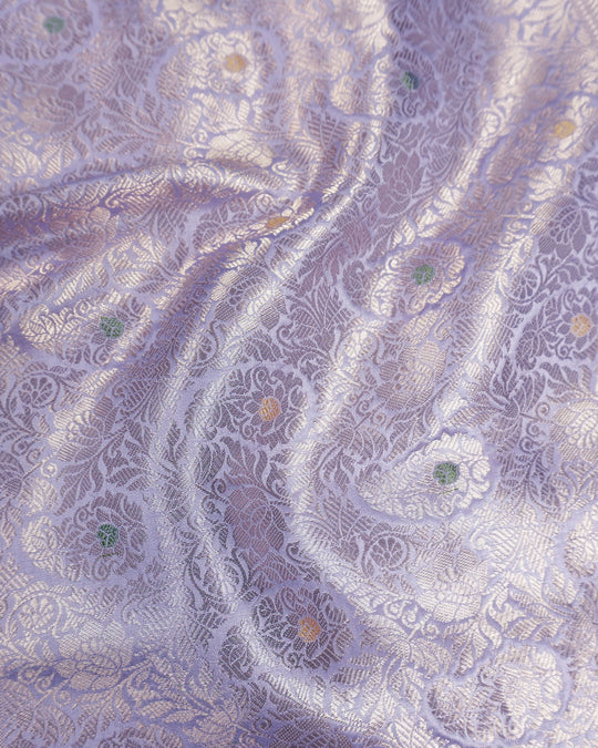 Pastel Lavender Pure Banarasi Saree with Meenakari Jaal Weave