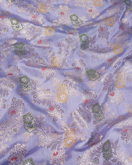Pastel Lavender Pure Banarasi Saree with Meenakari Jaal Weave