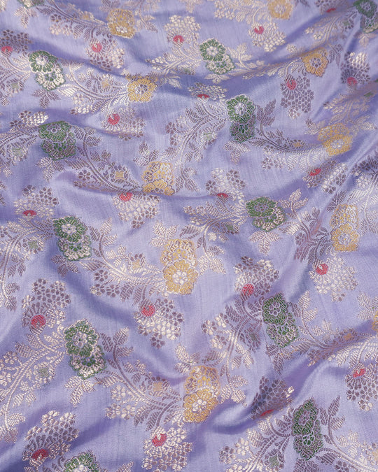 Lavender Pure Banarasi Saree with Rich Meenakari Weaving