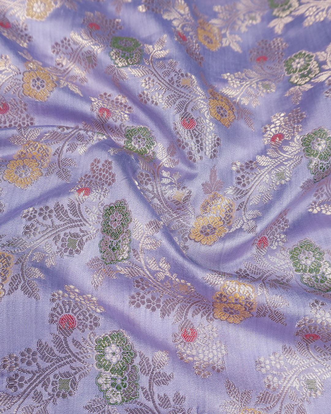 Lavender Pure Banarasi Saree with Rich Meenakari Weaving