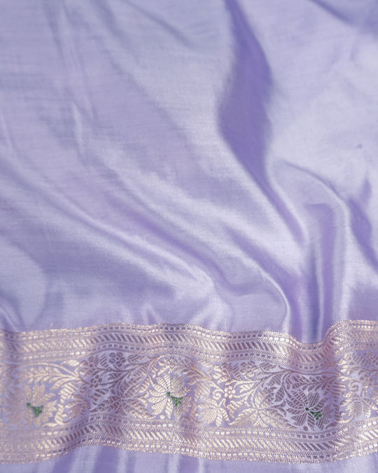 Pastel Lavender Pure Banarasi Saree with Meenakari Jaal Weave