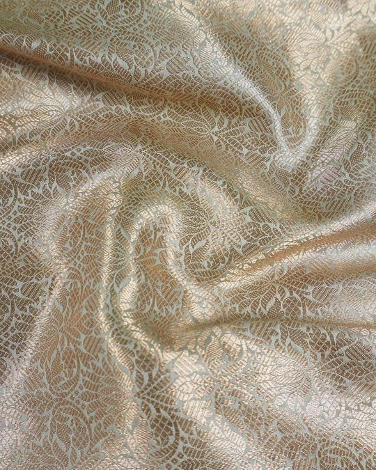 Light Pista Green Pure Banarasi Saree with Minimal Gold Buti Weaves - katansi