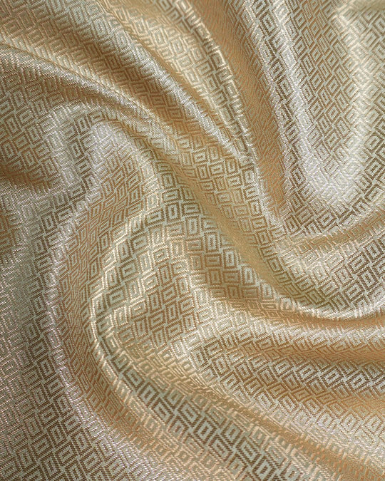 Light Pista Green Pure Banarasi Saree with Minimal Gold Buti Weaves - katansi