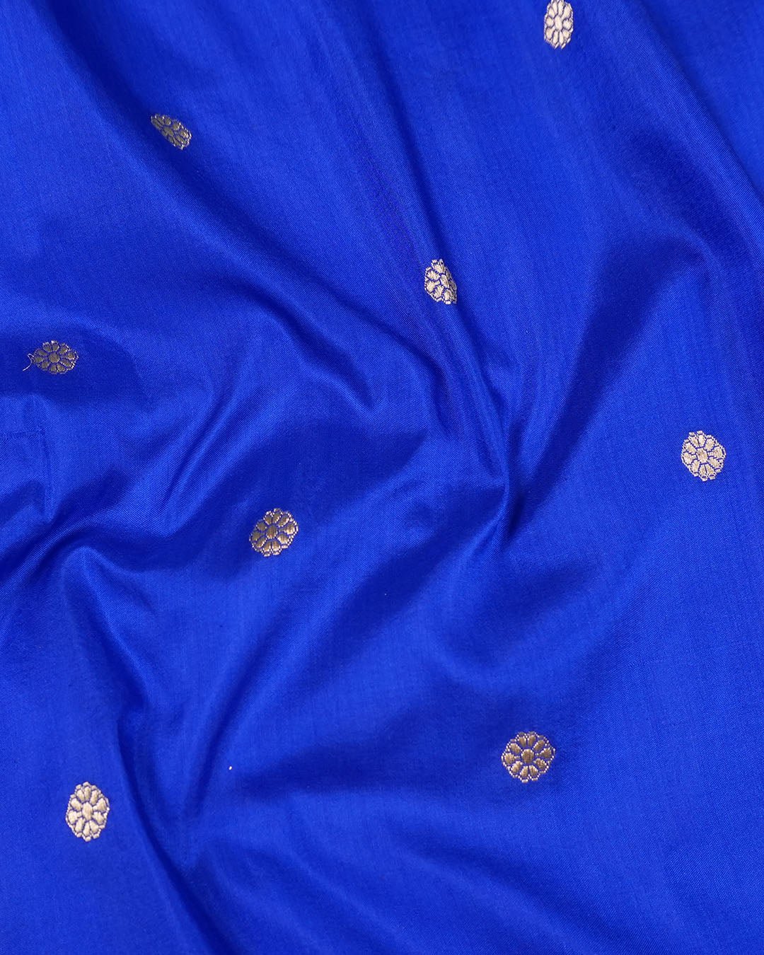 Royal Blue Pure Katan Saree with Buti Weaving and Rich Border - katansi