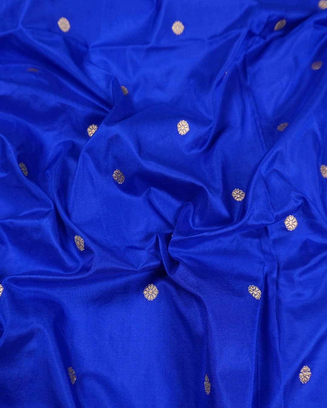 Royal Blue Pure Katan Saree with Buti Weaving and Rich Border - katansi