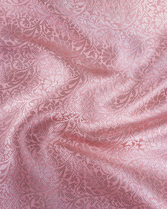 Blush Peach Pure Banarasi Saree with Leheriya Weaving and Meenakari Border