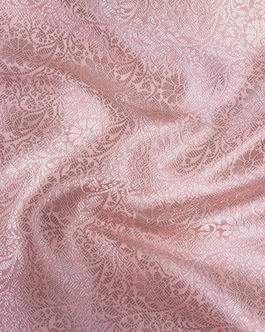Blush Peach Pure Banarasi Saree with Leheriya Weaving and Meenakari Border