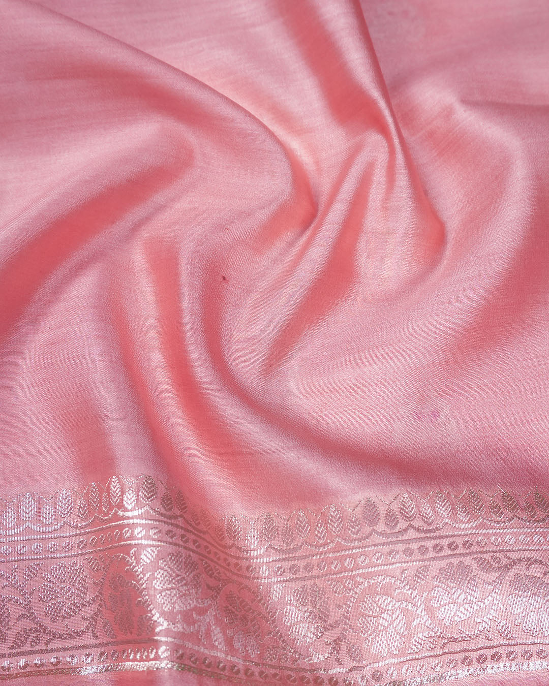 Blush Peach Pure Banarasi Saree with Leheriya Weaving and Meenakari Border