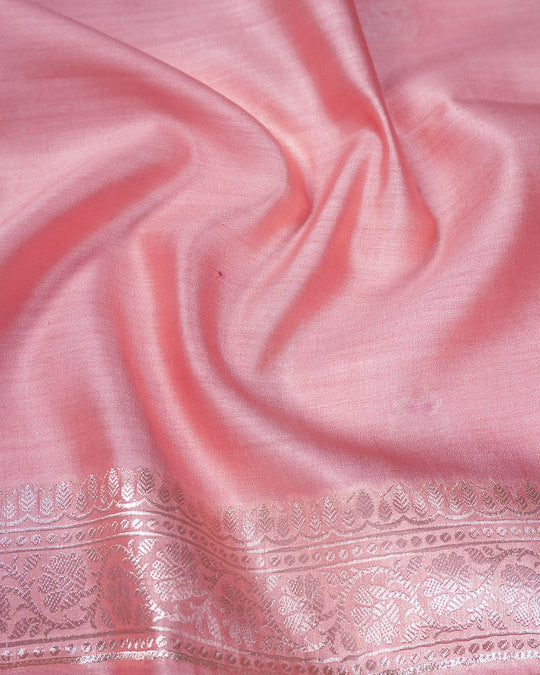 Blush Peach Pure Banarasi Saree with Leheriya Weaving and Meenakari Border