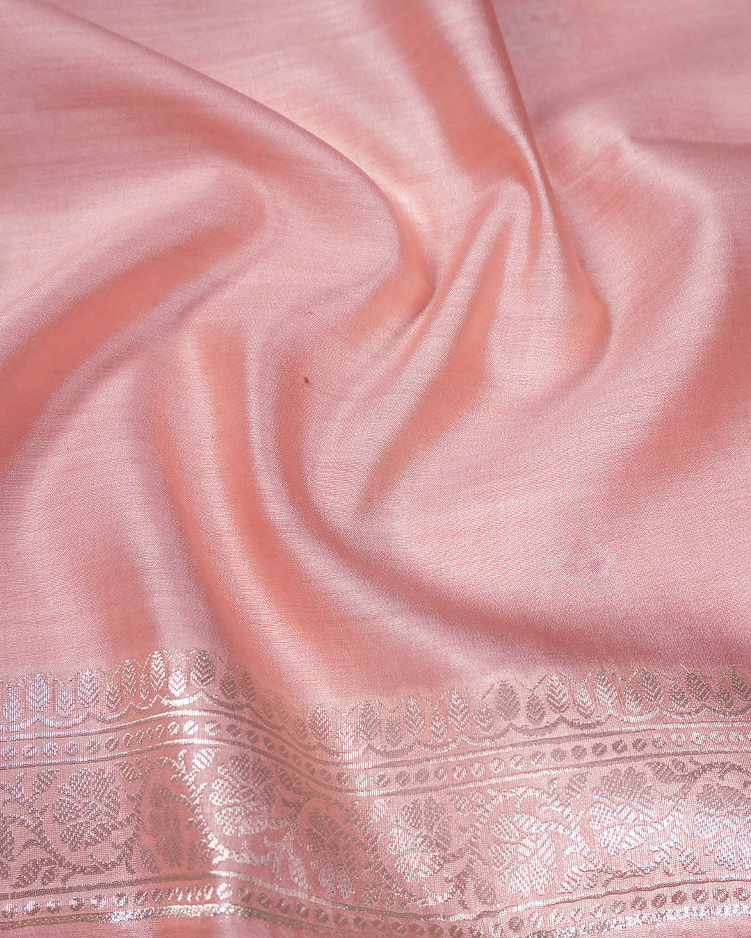 Blush Peach Pure Banarasi Saree with Leheriya Weaving and Meenakari Border