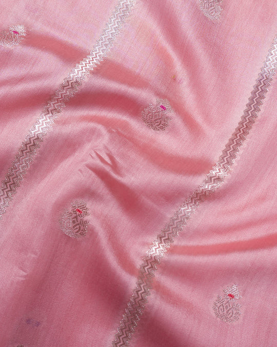 Blush Peach Pure Banarasi Saree with Leheriya Weaving and Meenakari Border