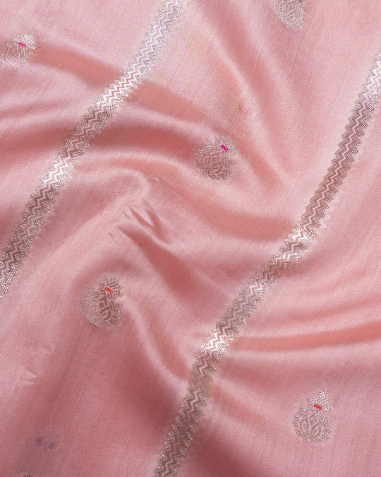 Blush Peach Pure Banarasi Saree with Leheriya Weaving and Meenakari Border