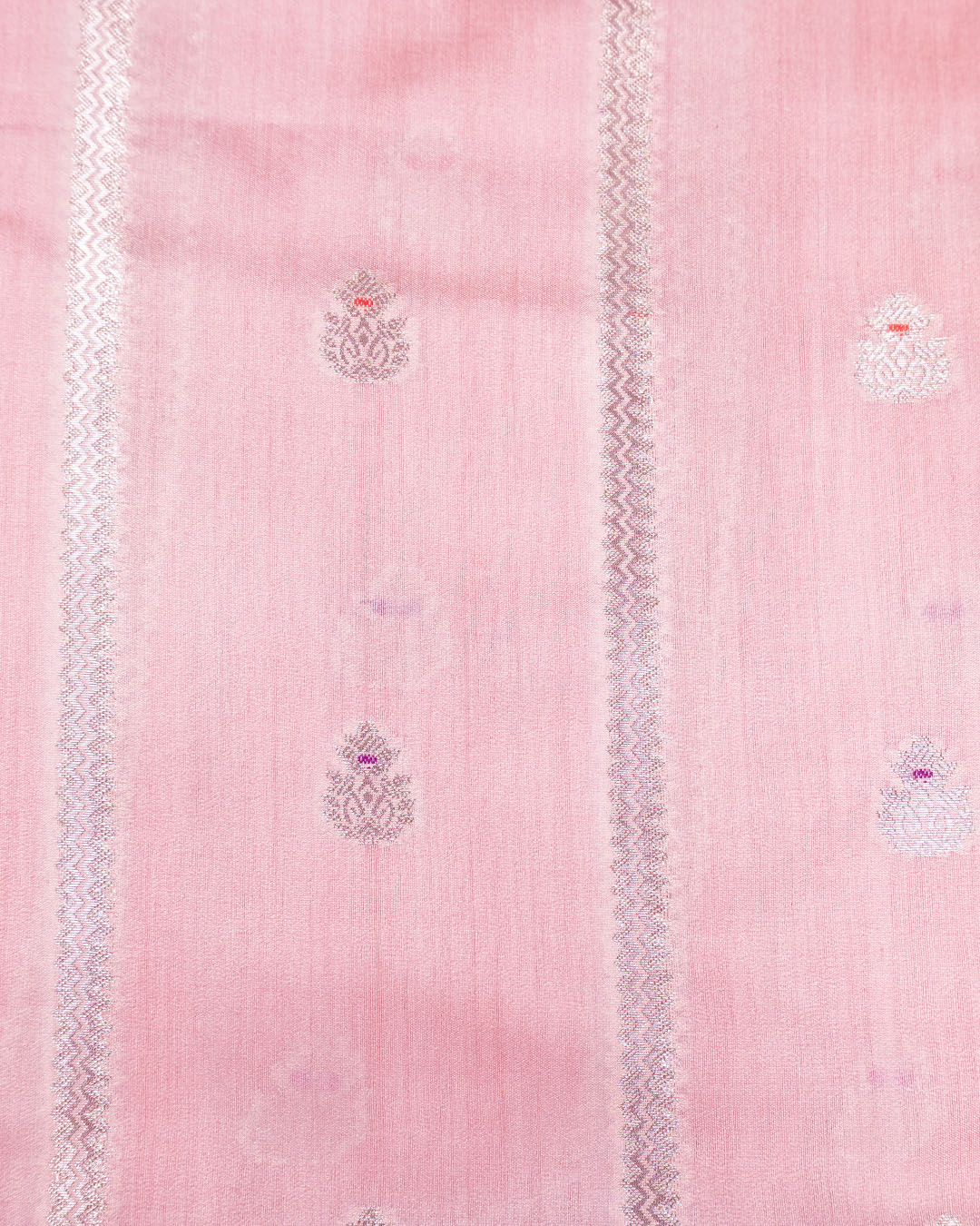 Blush Peach Pure Banarasi Saree with Leheriya Weaving and Meenakari Border