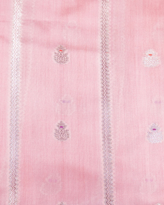 Blush Peach Pure Banarasi Saree with Leheriya Weaving and Meenakari Border