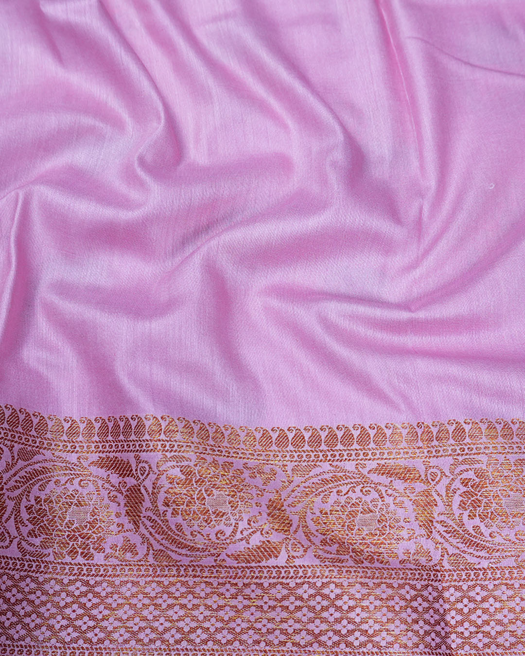 Soft Lilac Pure Muga Saree with Meenakari Antique Zari Weaves