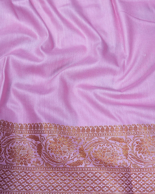 Soft Lilac Pure Muga Saree with Meenakari Antique Zari Weaves