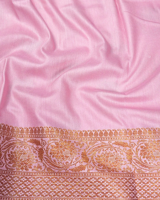 Soft Lilac Pure Muga Saree with Meenakari Antique Zari Weaves