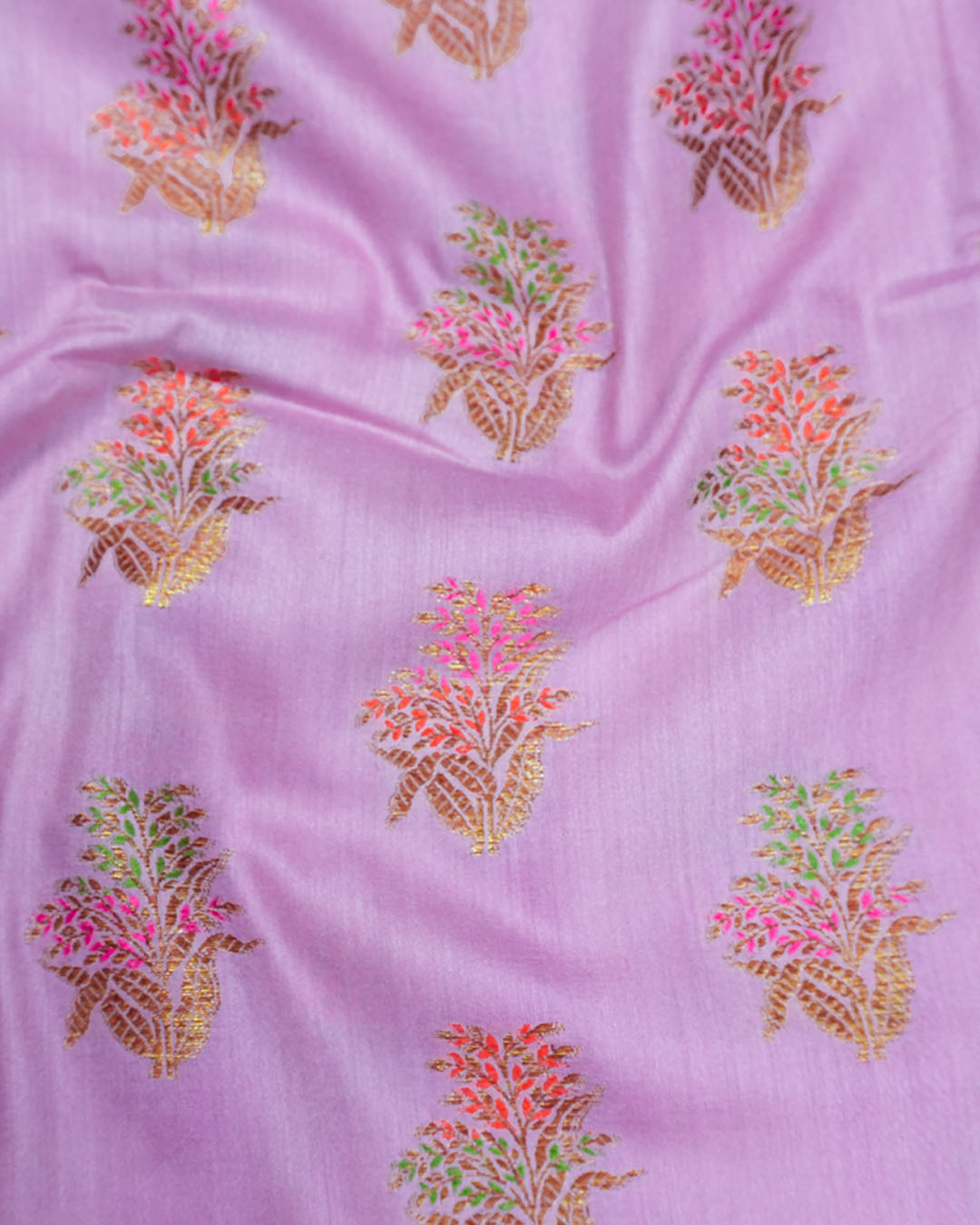 Soft Lilac Pure Muga Saree with Meenakari Antique Zari Weaves