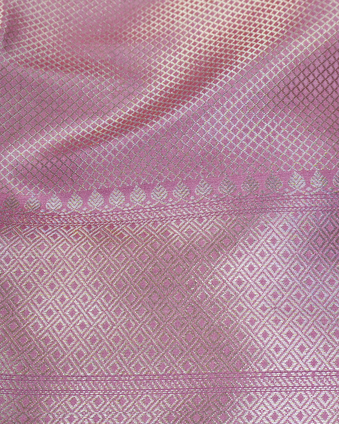 Opera Mauve Pure Banarasi Saree with Floral Weave and Rich Pallu