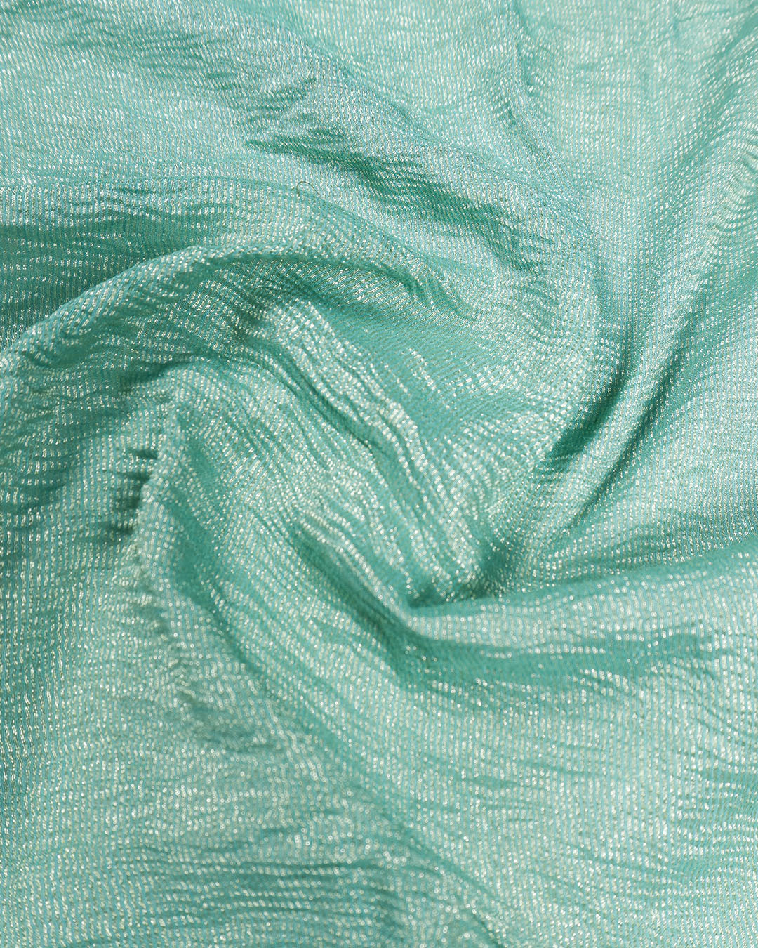Turquoise Pure Muga & Tissue Saree with Stripe Weaves and Refined Minimal Border