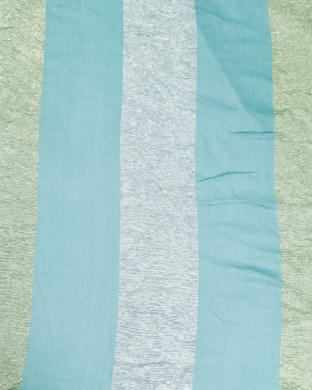 Turquoise Pure Muga & Tissue Saree with Stripe Weaves and Refined Minimal Border