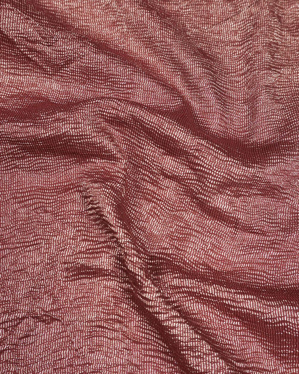 Maroon Pure Muga Tissue Saree Stripes Weaves and Modern Crinkle Texture