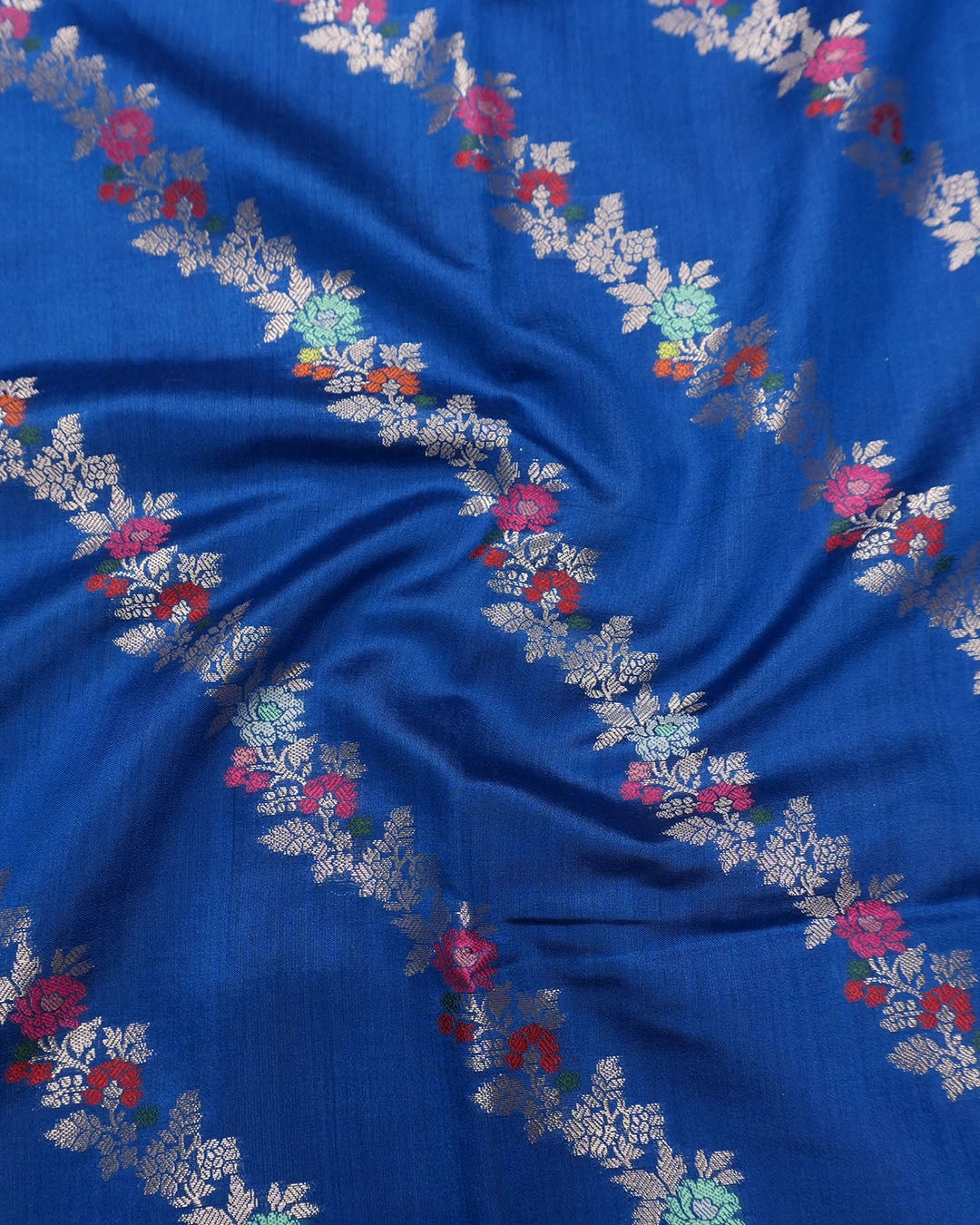 Blue Pure Banarasi Saree with Traditional Multi-hued Meenakari Weaves