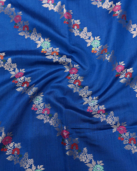 Blue Pure Banarasi Saree with Traditional Multi-hued Meenakari Weaves