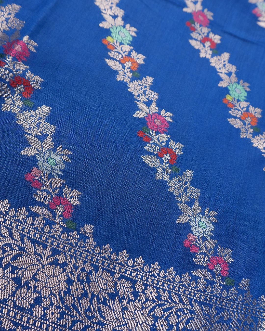 Blue Pure Banarasi Saree with Traditional Multi-hued Meenakari Weaves