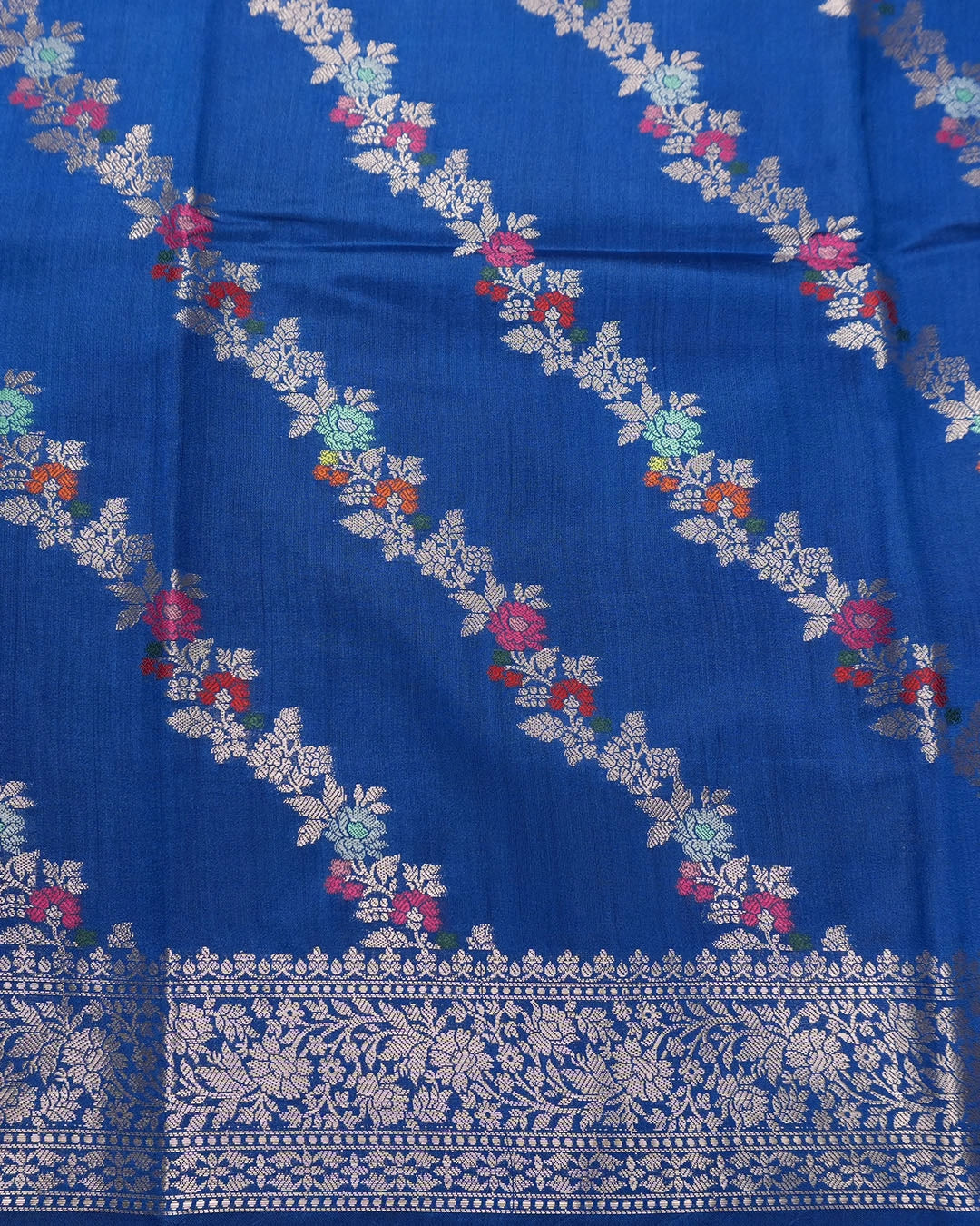 Blue Pure Banarasi Saree with Traditional Multi-hued Meenakari Weaves