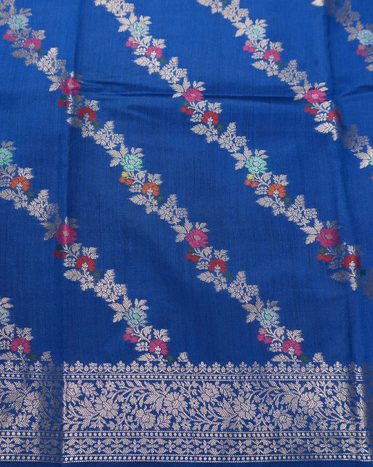 Blue Pure Banarasi Saree with Traditional Multi-hued Meenakari Weaves