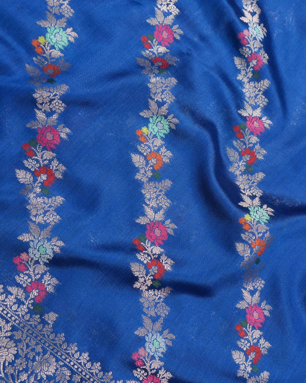 Blue Pure Banarasi Saree with Traditional Multi-hued Meenakari Weaves