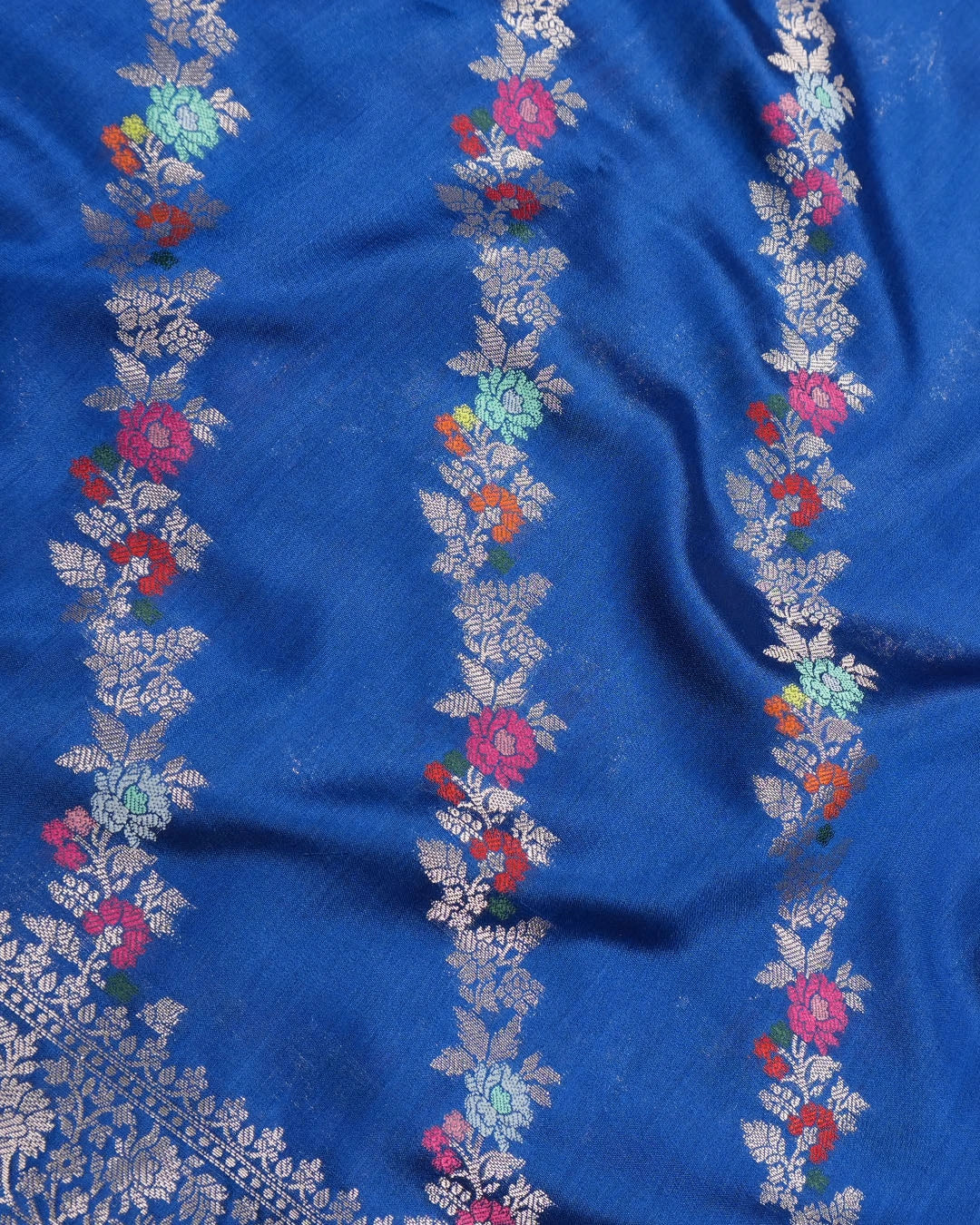 Blue Pure Banarasi Saree with Traditional Multi-hued Meenakari Weaves