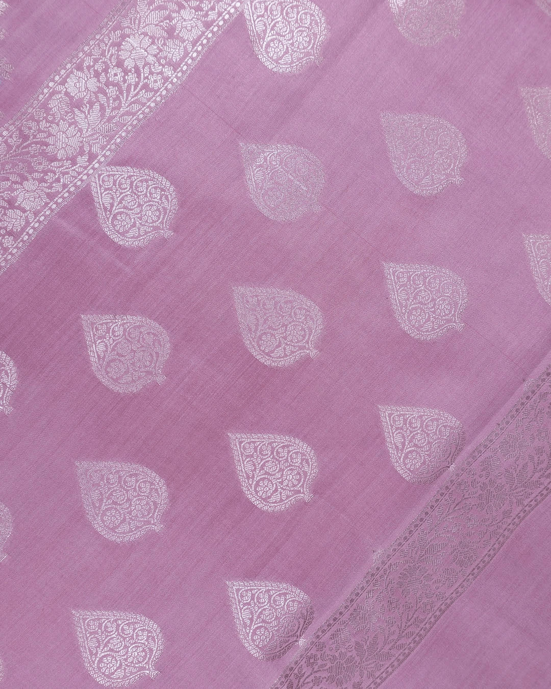 Soft Pink Pure Banarasi Saree with Botanical Meenakari Stripes Weaves