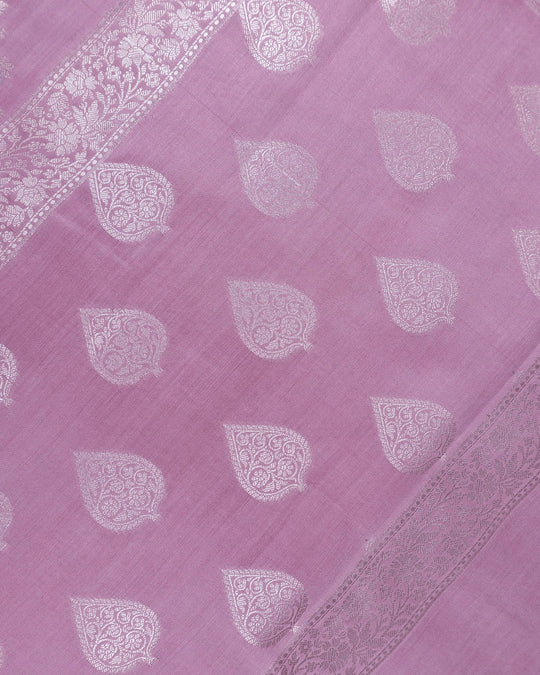 Soft Pink Pure Banarasi Saree with Botanical Meenakari Stripes Weaves