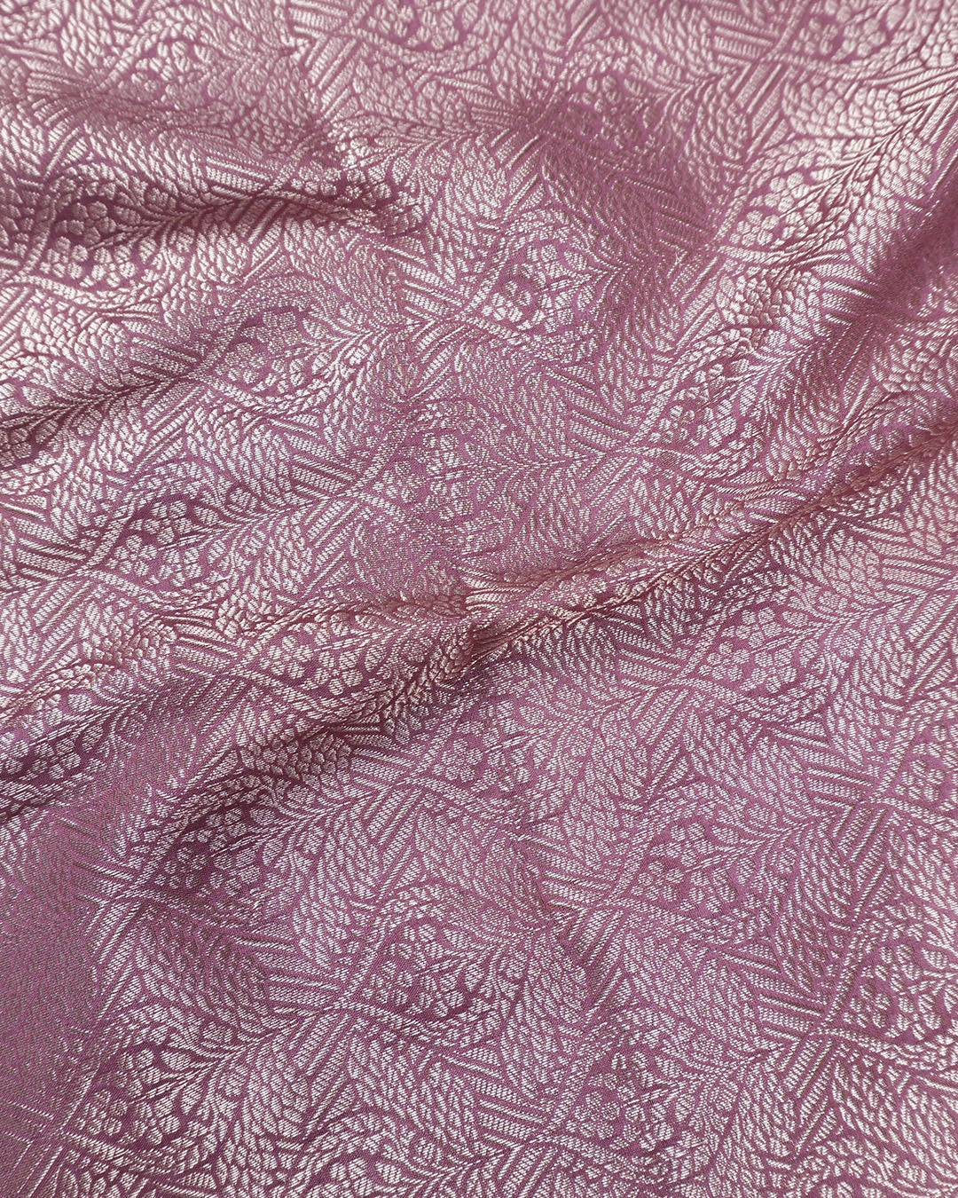 Mauve Pink Pure Banarasi Saree with Garden Spread Traditional Motif Weaves