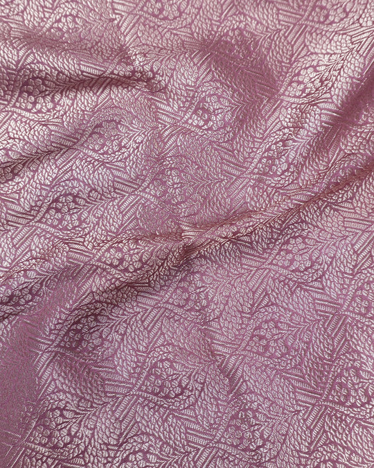 Mauve Pink Pure Banarasi Saree with Garden Spread Traditional Motif Weaves