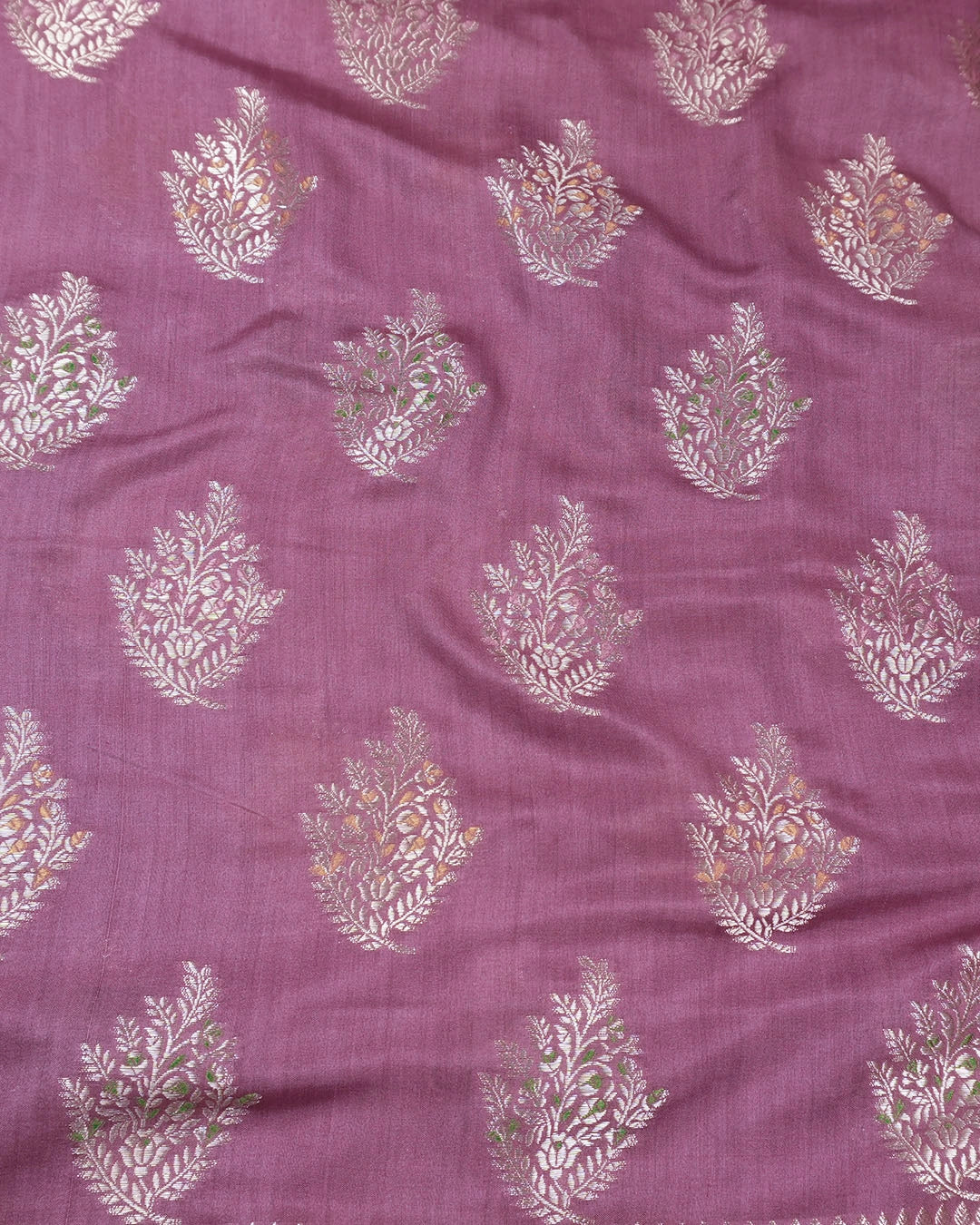 Mauve Pink Pure Banarasi Saree with Garden Spread Traditional Motif Weaves