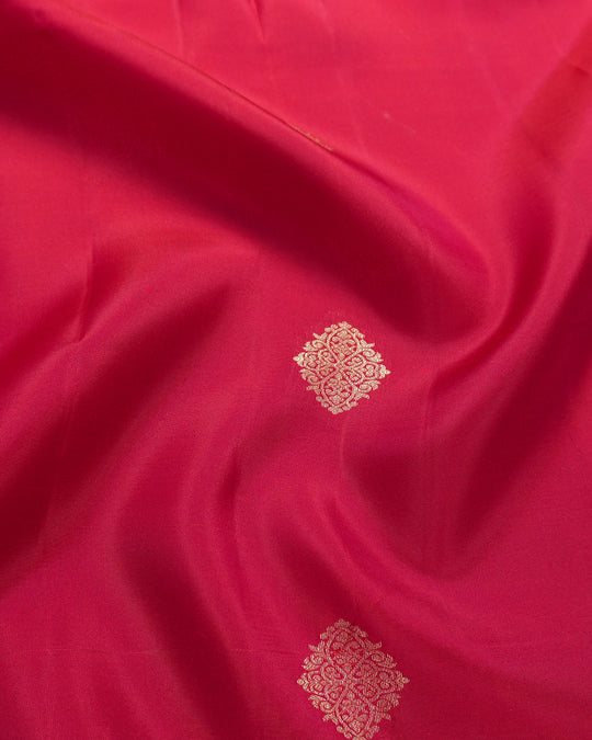 Red Kanjivaram Saree with Mandala Motifs and Contrasting Border