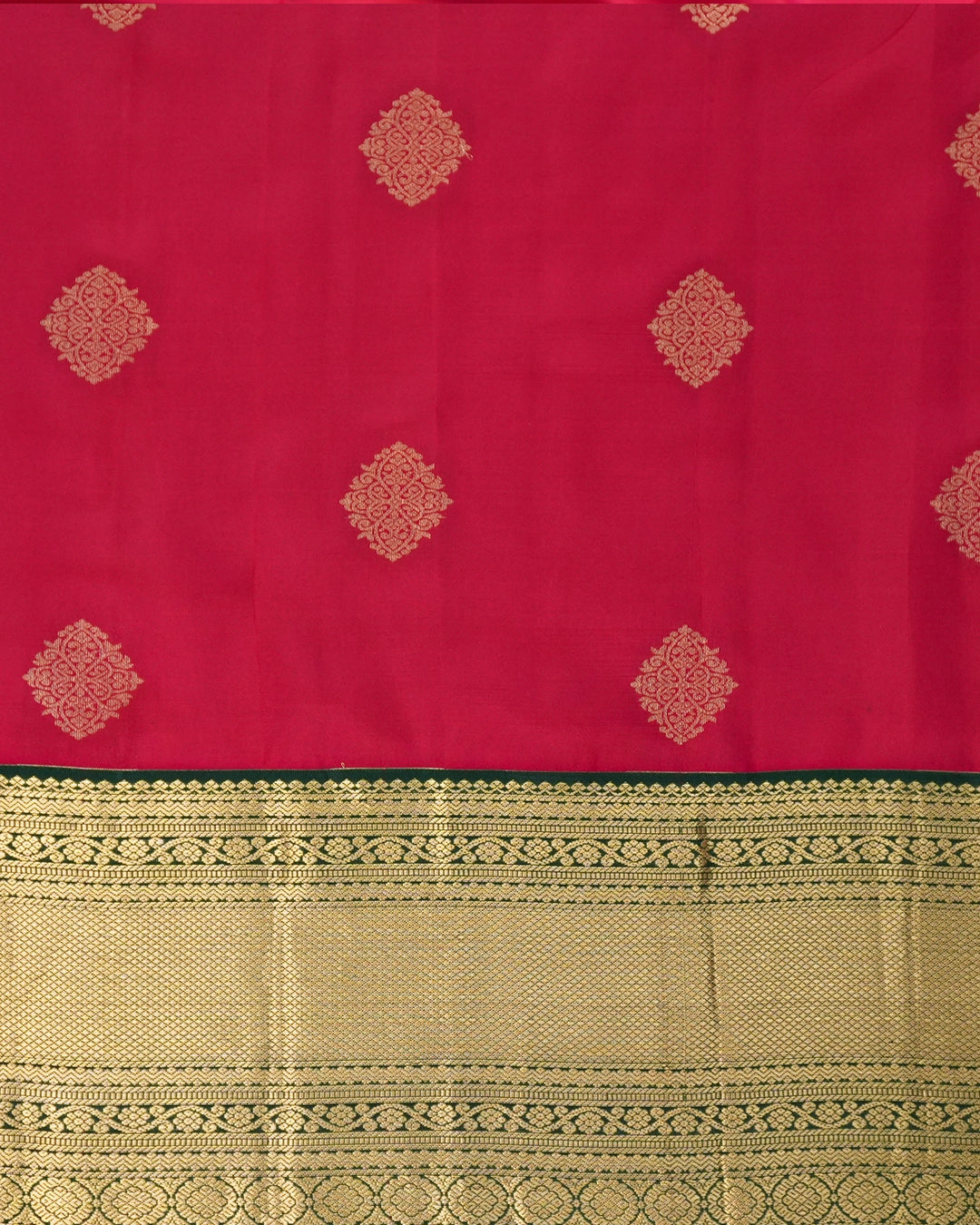 Red Kanjivaram Saree with Mandala Motifs and Contrasting Border