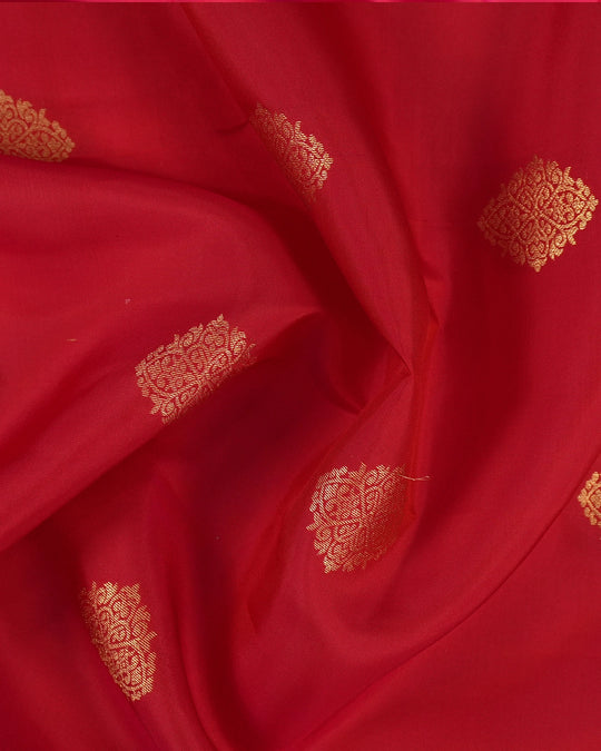 Red Kanjivaram Saree with Mandala Motifs and Contrasting Border