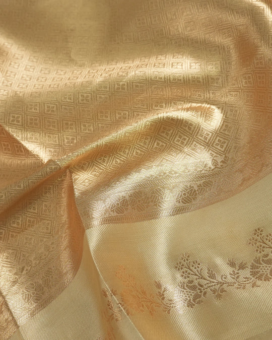 Gold Pure Tissue Saree with Elegant Brocade Weaving
